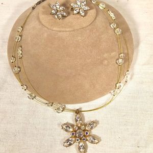 21" GOSSAMER FAIRY RHINESTONE NECKLACE & EARRINGS